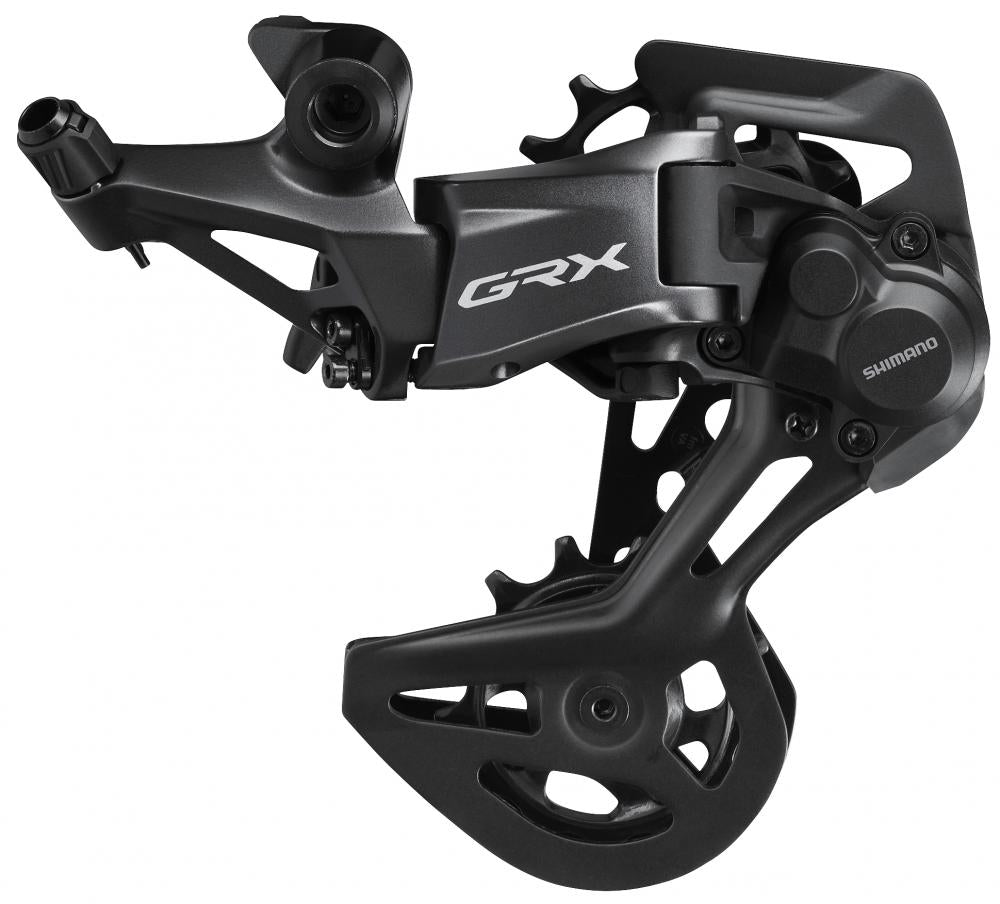 Shimano GRX RD-RX822 12-fach Schaltwerk, mittellang, in Dunkelgrau/Schwarz für Fahrräder.