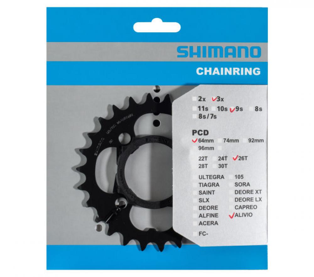 SHIMANO Kettenblatt ACERA FC-T4010 26 Zähne mit Kettenschutz - präziser Antrieb für Trekkingräder