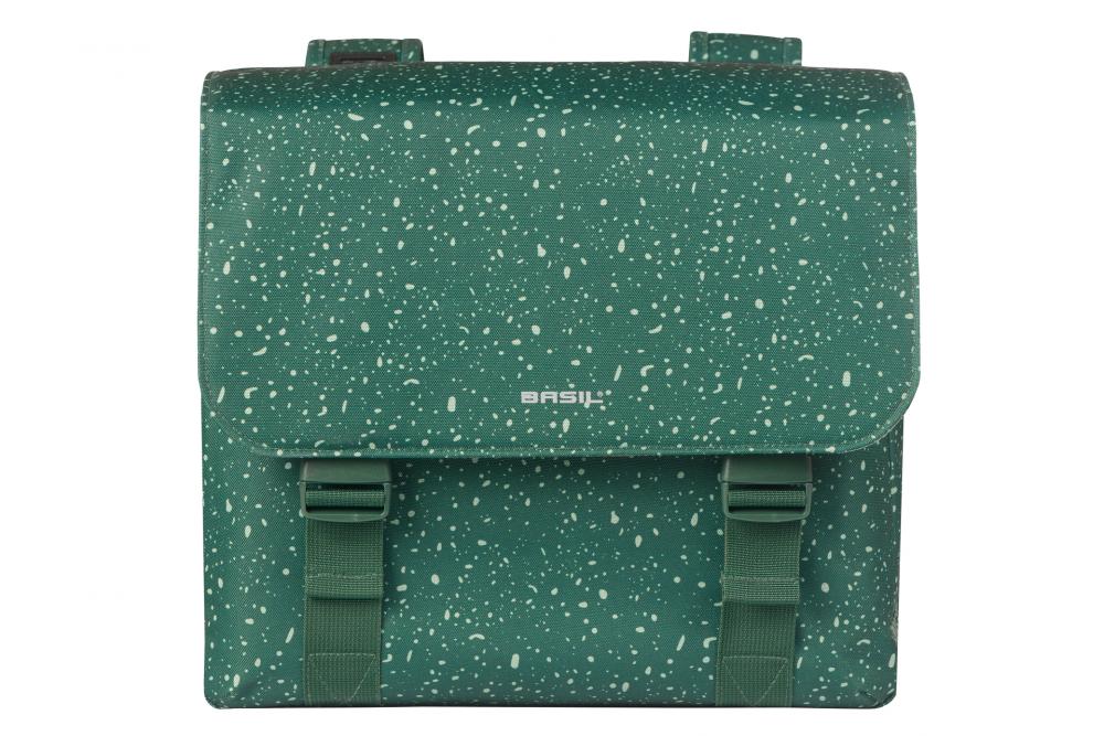 Basil Flair Doppelpacktasche 35L grün mit Reflektoren, wasserabweisend, MIK/Universal-Bridge System.