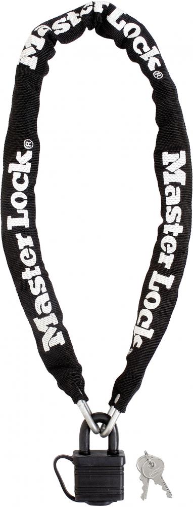 Master Lock Kettenschloss 8390 Schwarz 6 mm 900 mm - sichere Fahrradsicherung mit Nylonhülle