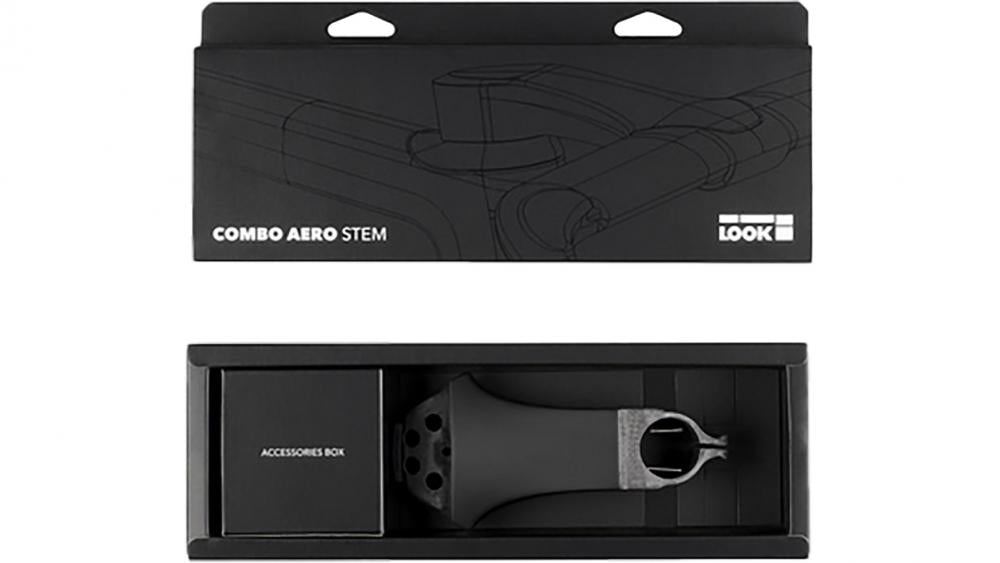 Look Combo Aero Vorbau -7° matt schwarz 100mm für Aero-Lenker, integrierte Kabelführung, leichte Aluminiumkonstruktion, aerodynamisches Design