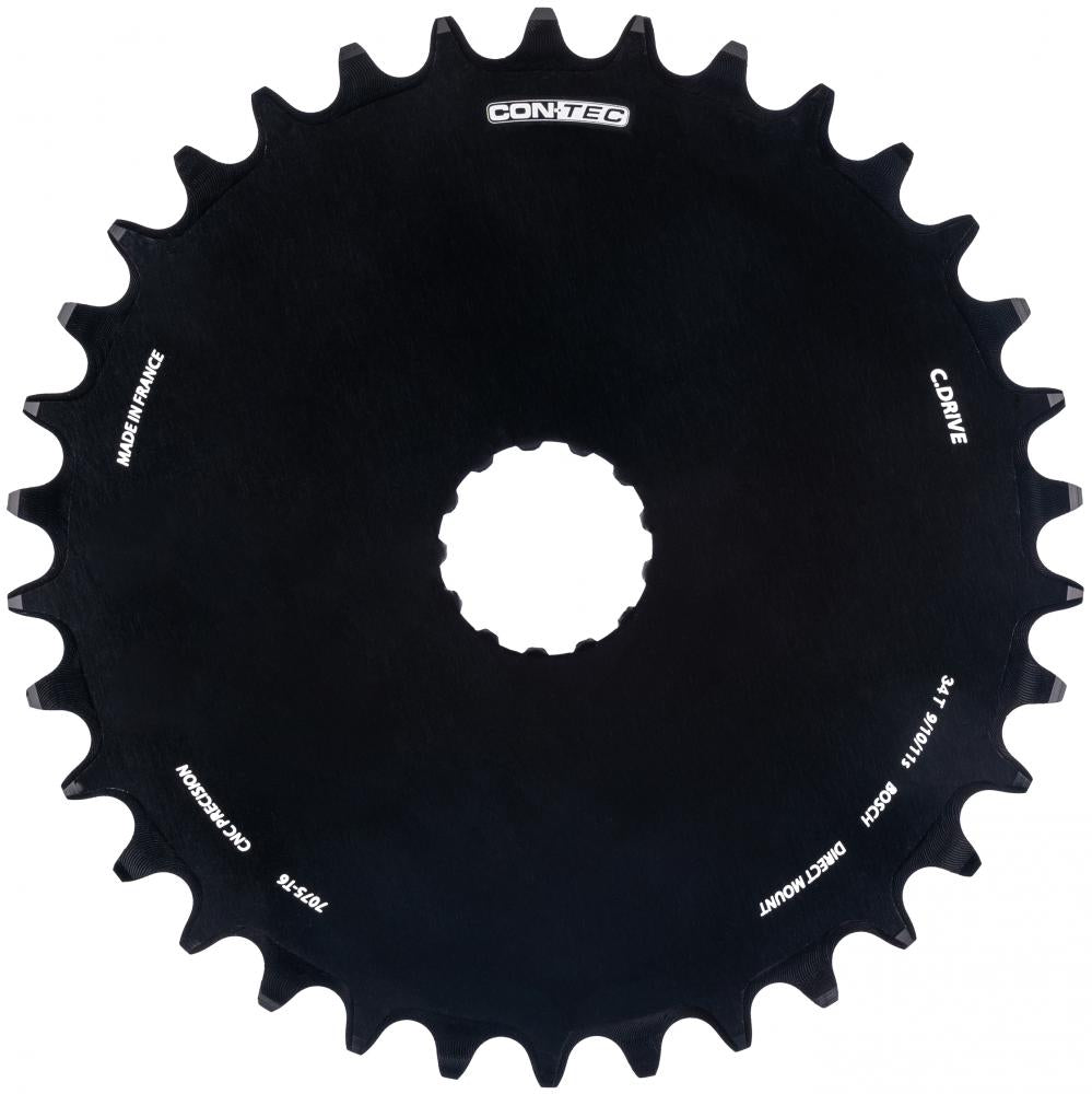 CONTEC Kettenblatt "C.Drive DM"nDirect Mount, 9-/10-/11-fach, 3/32", Narrow-Wide (NW) Zahnprofil, Aluminium 7075, schwarznSB-verpackt, 47,5mm Kettenlinie (Standard), Chainglider kompatibel, passend für Bosch Antrieb Gen. 3, 34 Zähne