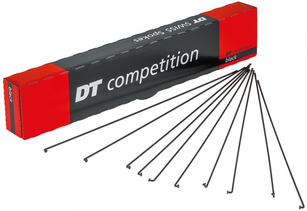 DT Swiss Competition Speichen 2.0/1.8 286mm schwarz, robuste Laufrad-Speichen mit Box.