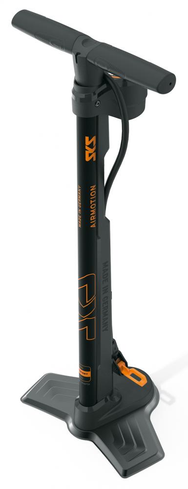 SKS AIRMOTION 12.0 Standpumpe mit stabilem Stahlrohr - oben liegendem Präzisionsmanometer langem Hochdruckschlauch und MULTI VALVE-Kopf für alle Ventilarten
