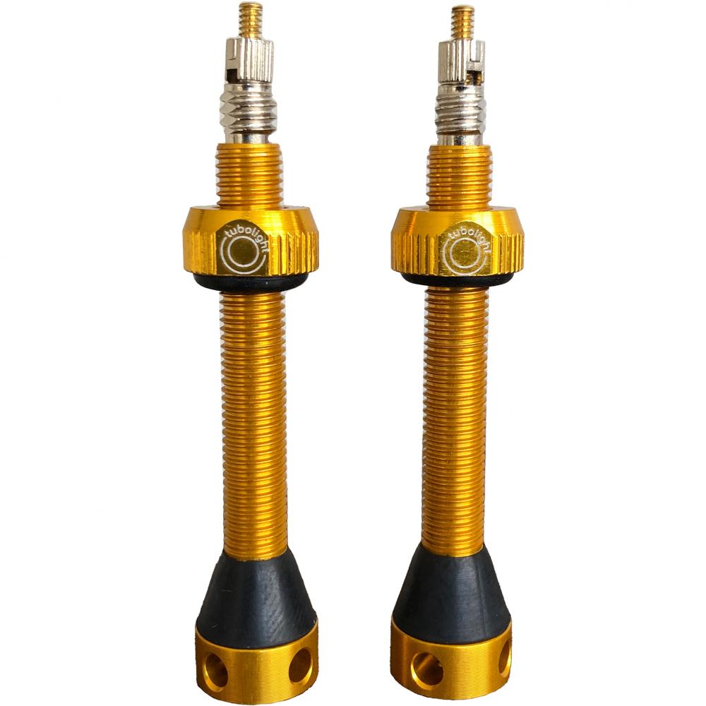 Tubolight Tubeless-Ventile Aluminium gold 50 mm Gold - zuverlässiger Luftdurchlass für Tubeless-Systeme