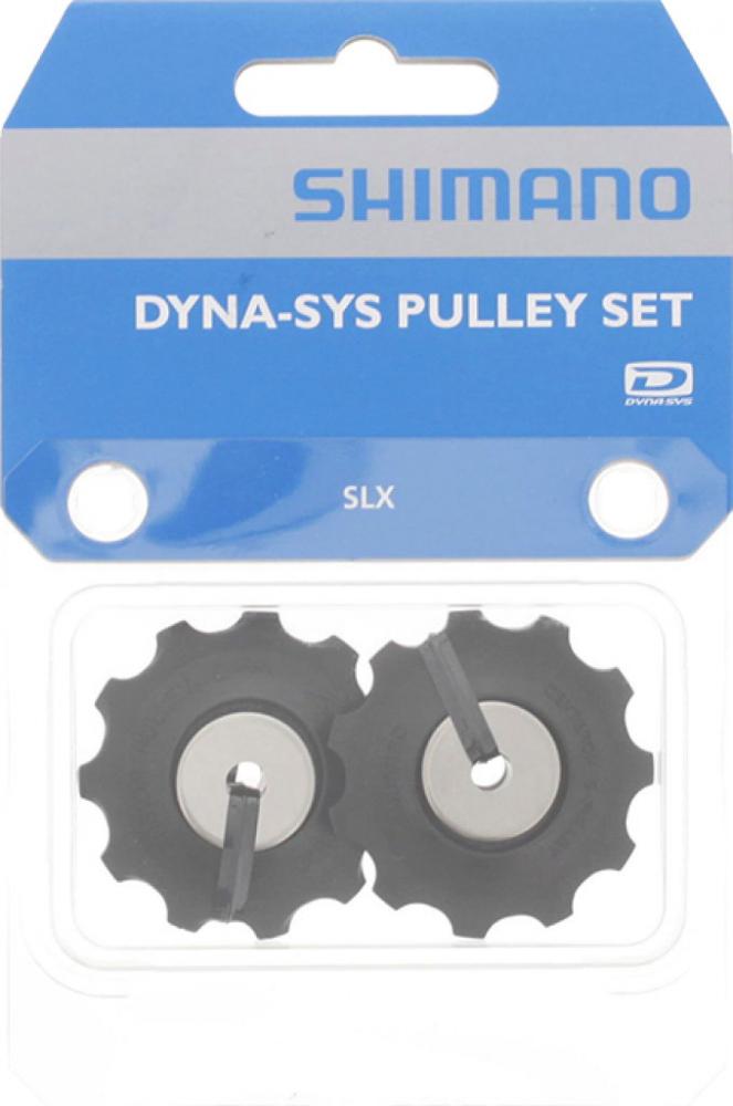 Shimano SLX Deore Schaltrollensatz für RD-M675 RD-M670 RD-M663 RD-5800-SS, zwei schwarze Ersatzrollen in Verpackung.