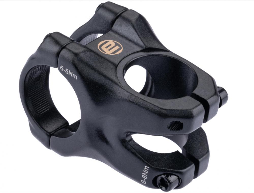 ERGOTEC Vorbau Bass Ahead 35mm, schwarz/gold, teilbar, 31,8mm Klemmung, sandgestrahlt, e-Bike ready.