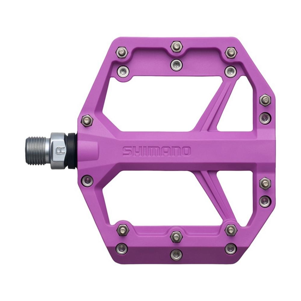 SHIMANO Pedal PD-GR400 Violett Flat Pedal - griffige Plattform für Trail und All-Mountain