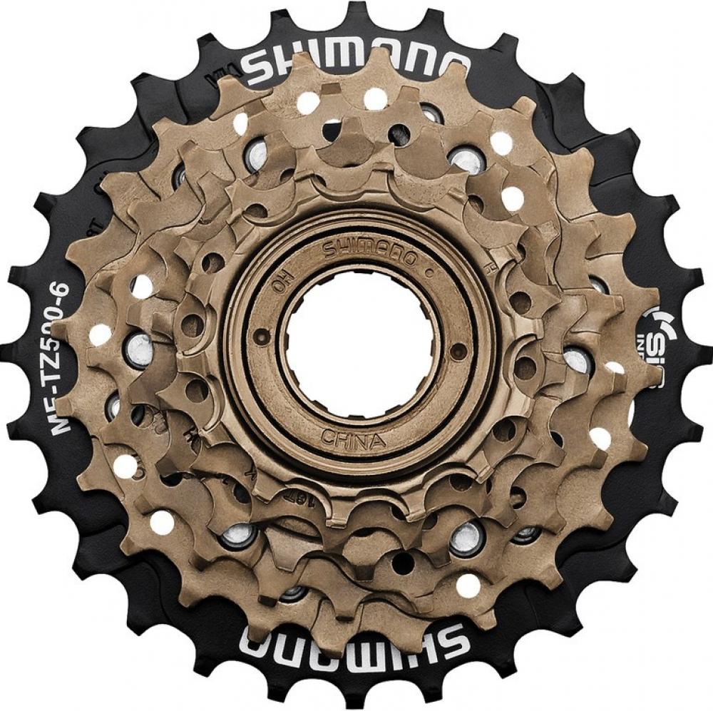 Shimano MFTZ500 6-fach Freilauf-Schraubzahnkranz 14-28, schwarz/bronze für zuverlässige Schaltperformance.
