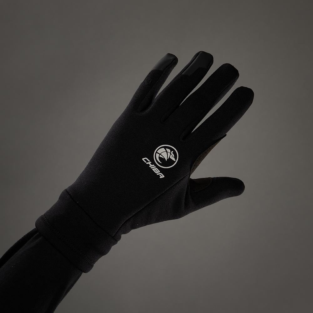 CHIBA Polarfleece - Radhandschuhe XS schwarz, Polartec-Fleece, Touchfinger, Silikondruck