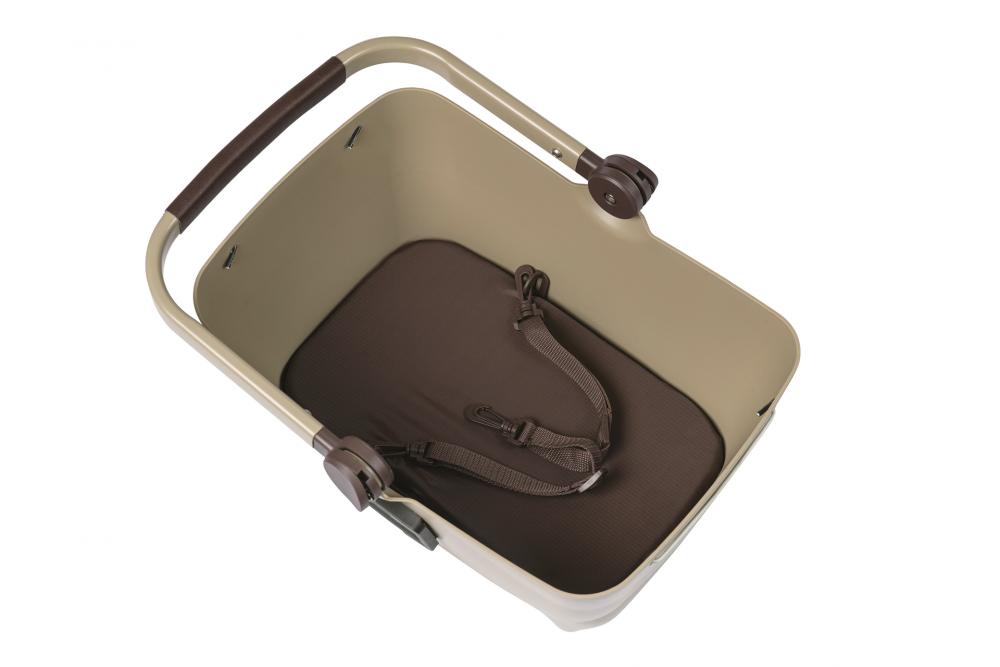 Basil Buddy Hundefahrradkorb Vorderrad mit Klickfix Adapterplatte - Biscotti Brown 45x22x32 cm