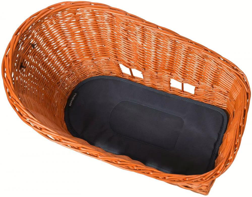Basil Pasja MIK 2.0 L brauner Weiden-Gepäckträgerkorb für Tiere mit MIK-Adapterplatte, 38 Liter.