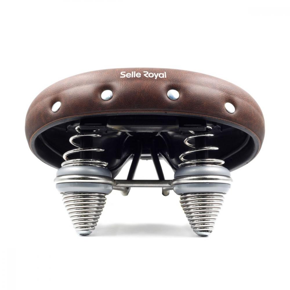 Brauner Selle Royal Drifter Fahrradsattel mit Doppelfedern, Royalgel-Polsterung und Vintage-Design.