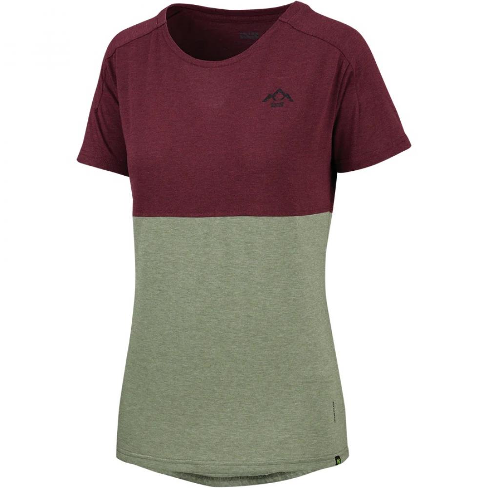 IXS Sports Division iXS Flow Girls Mountain Tech Tee KM Raisin/Olive - atmungsaktives Bike-Shirt