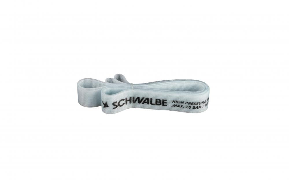 Schwalbe TPU Super HP Hochdruck-Felgenband in Weiß, leicht und langlebig, mit 7.0 Bar Aufdruck.