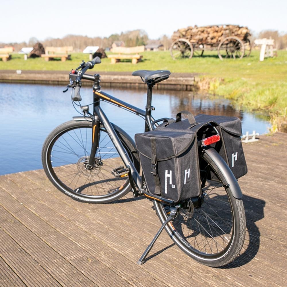 Haberland Doppeltasche 25l Basic M 3.0 schwarz - praktische Gepäckträgertasche mit klappbarem Volumen