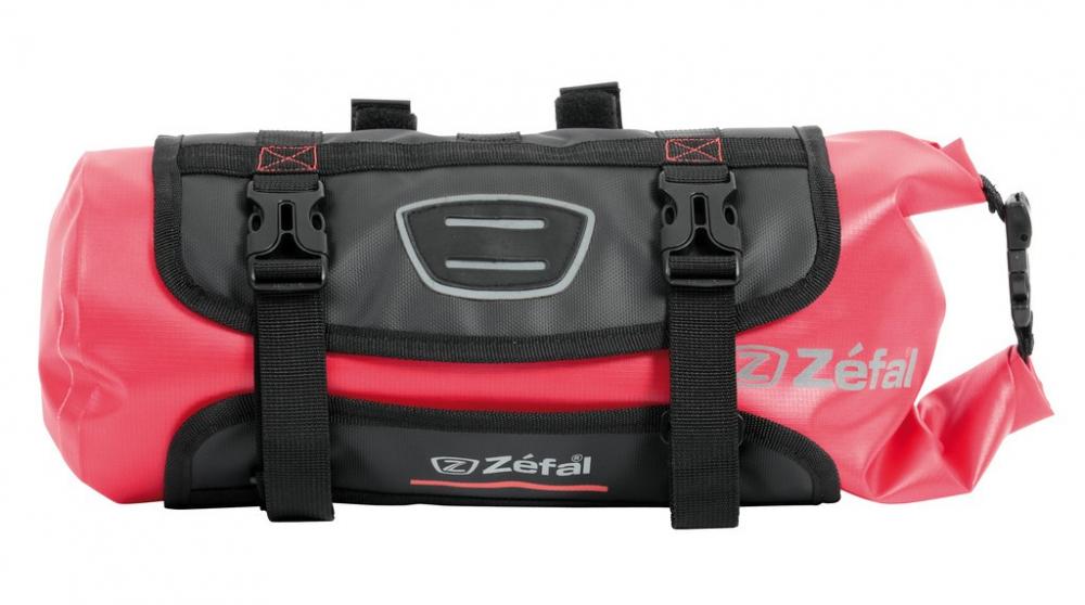 Zefal Lenkertasche Z Adventure F10 in Schwarz und Rot, wasserdichte Fahrradtasche für Bikepacking.