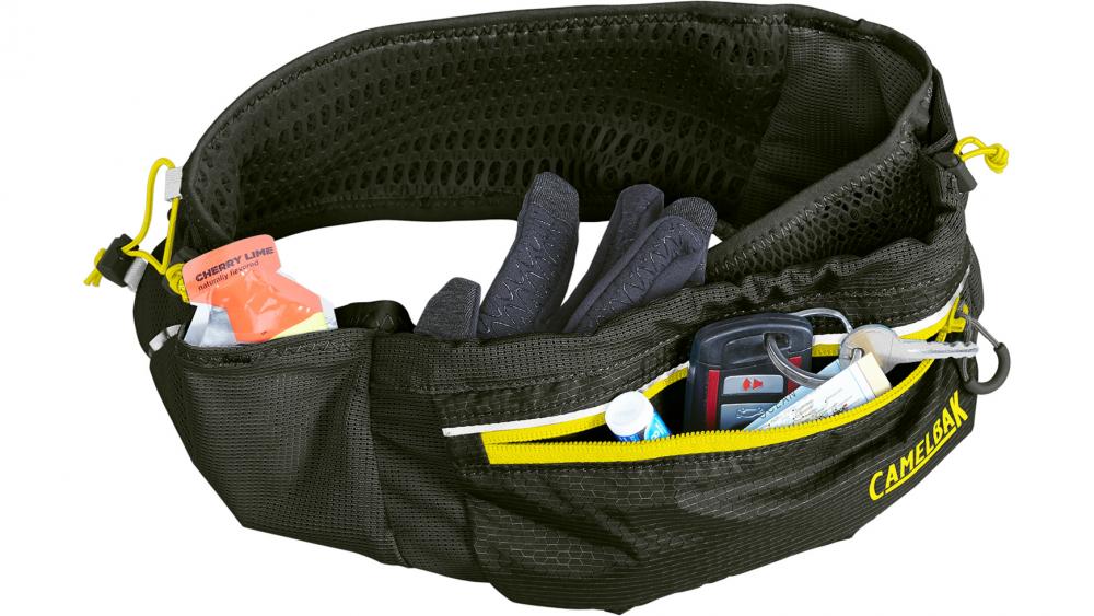 Camelbak Ultra Belt 0,5L schwarz S/M mit Fächern für Energiegel, Handschuhe und Schlüssel.