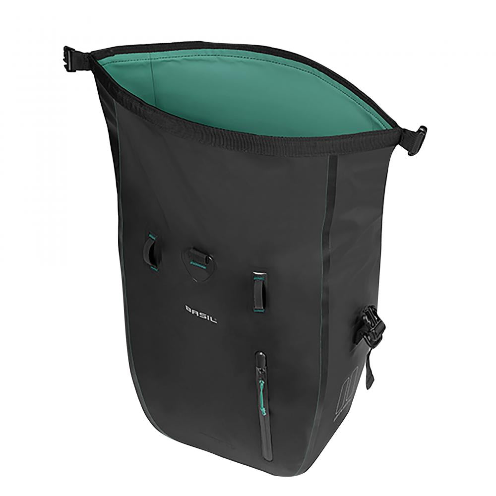 Basil Einzeltasche Rivo L schwarz 25-31L - Fahrradtasche mit MIK Hooks, wasserabweisend, große Hinterrad-Einzeltasche