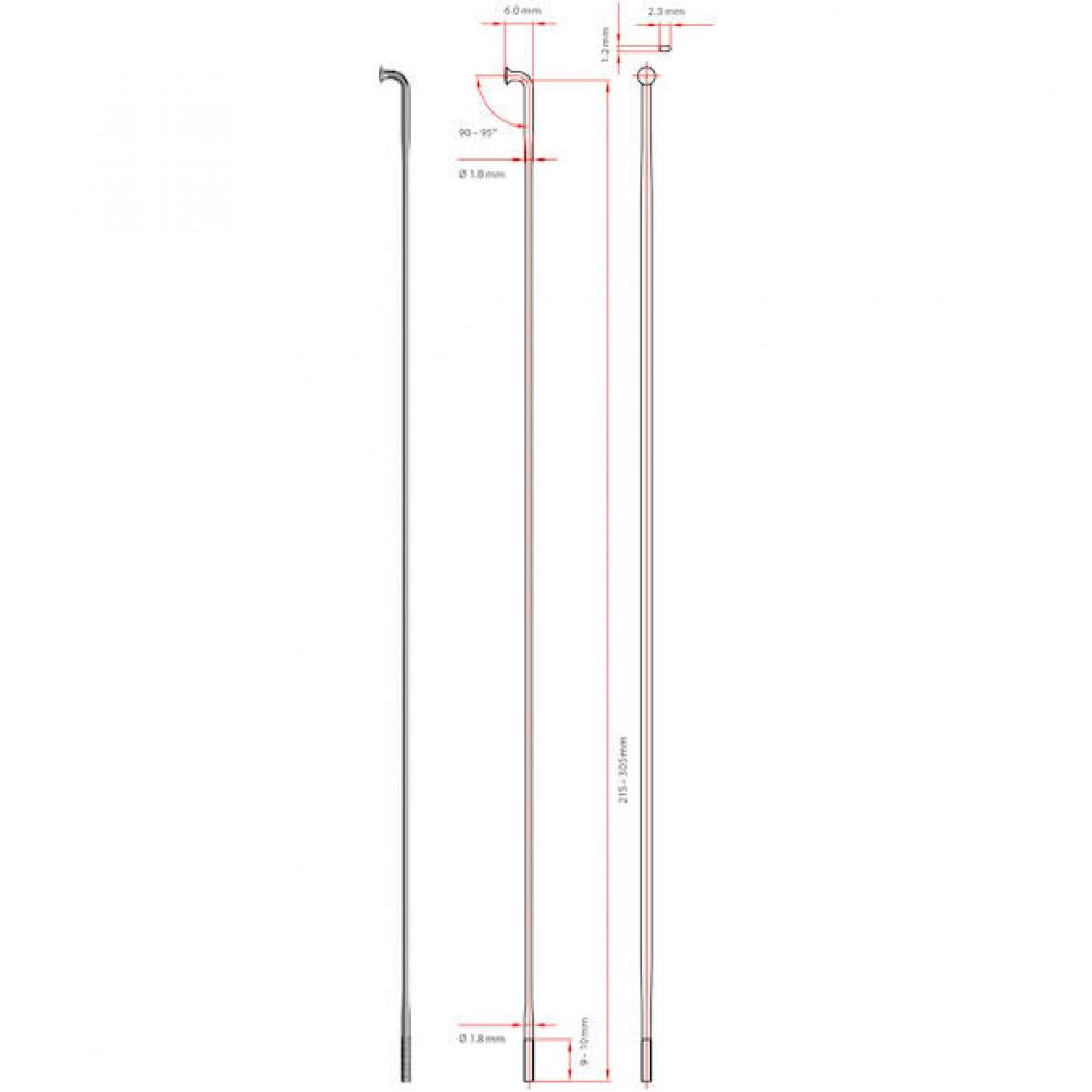 DT Swiss Speiche Aero Speed 1.8 / 1.2 262 mm silber - aerodynamische Flachspeiche