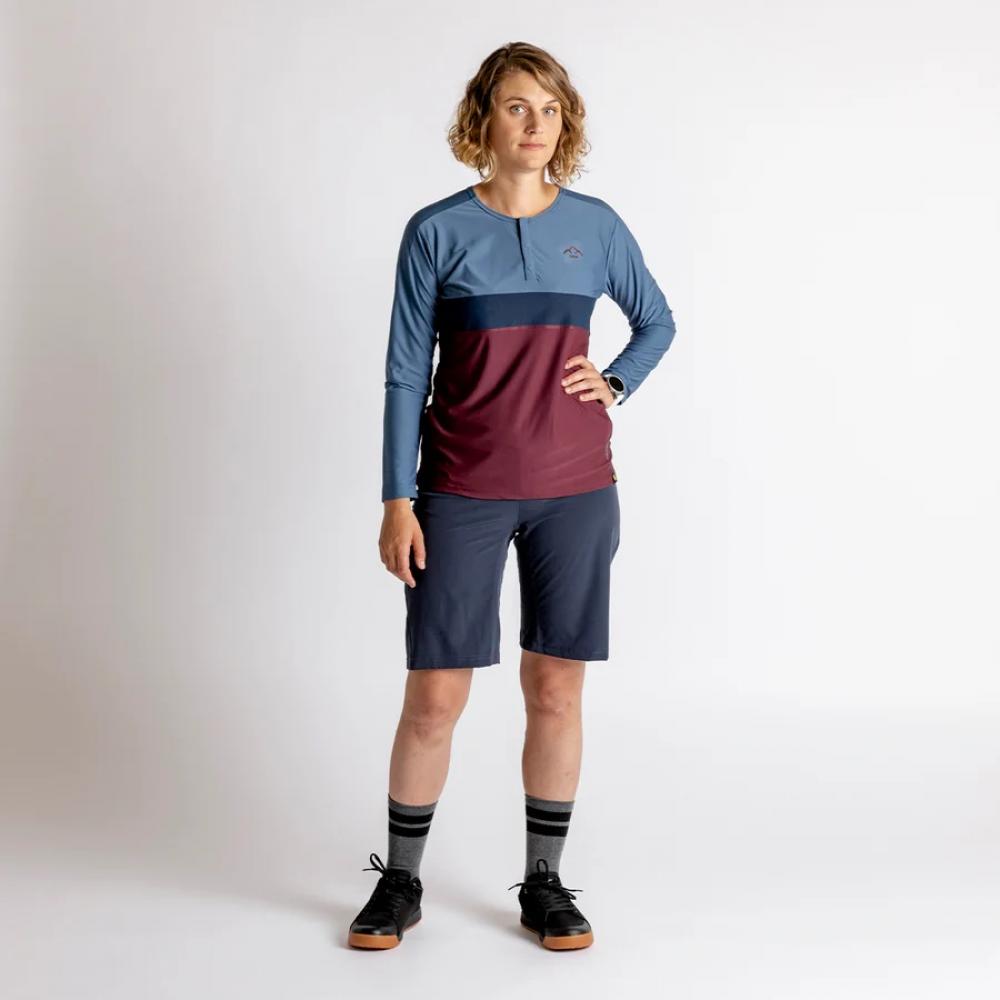 IXS Sports Division iXS Flow XTG Women's Long Sleeve Henley 38 Raisin / Marine - wetterfestes Trail-Shirt