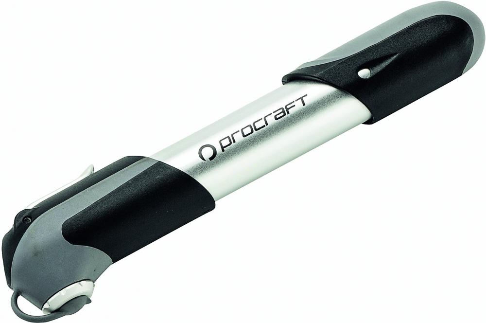 Procraft Minipumpe Compact Teleskop 19,5 cm Silber - kompakte Hochdruck-Fahrradpumpe
