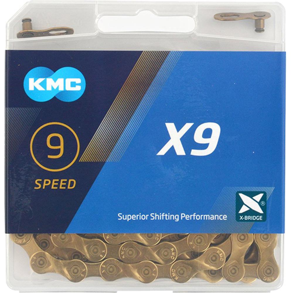 KMC X9 Ti-N 9s Kette 114 Glieder gold - moderne Ausführung für 9-fach Antriebe