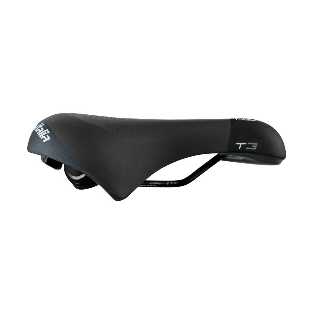 Selle Italia Fahrradsattel T3 S1 - Touring Gel Sattel Soft-Tek Hi-Viz Aluminium Rails, 210×267 mm schwarz