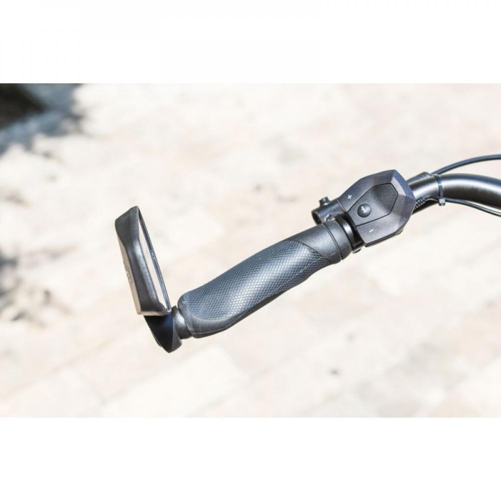 Zéfal Dooback II klappbarer Fahrradspiegel am linken E-Bike-Lenker mit konvexem Spiegel.
