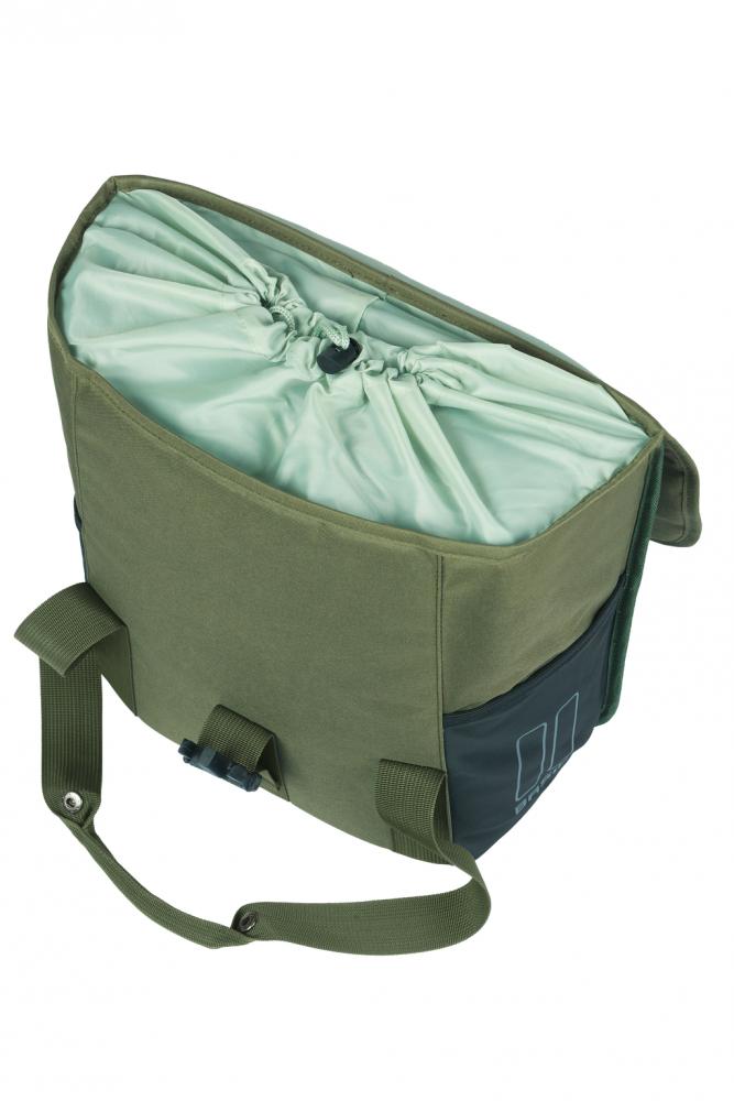 Basil Einzelpacktasche Go 16 Liter - Dunkelgrün 14x28x31 cm (Hook-On System, Kordelverschluss, Reflektoren)
