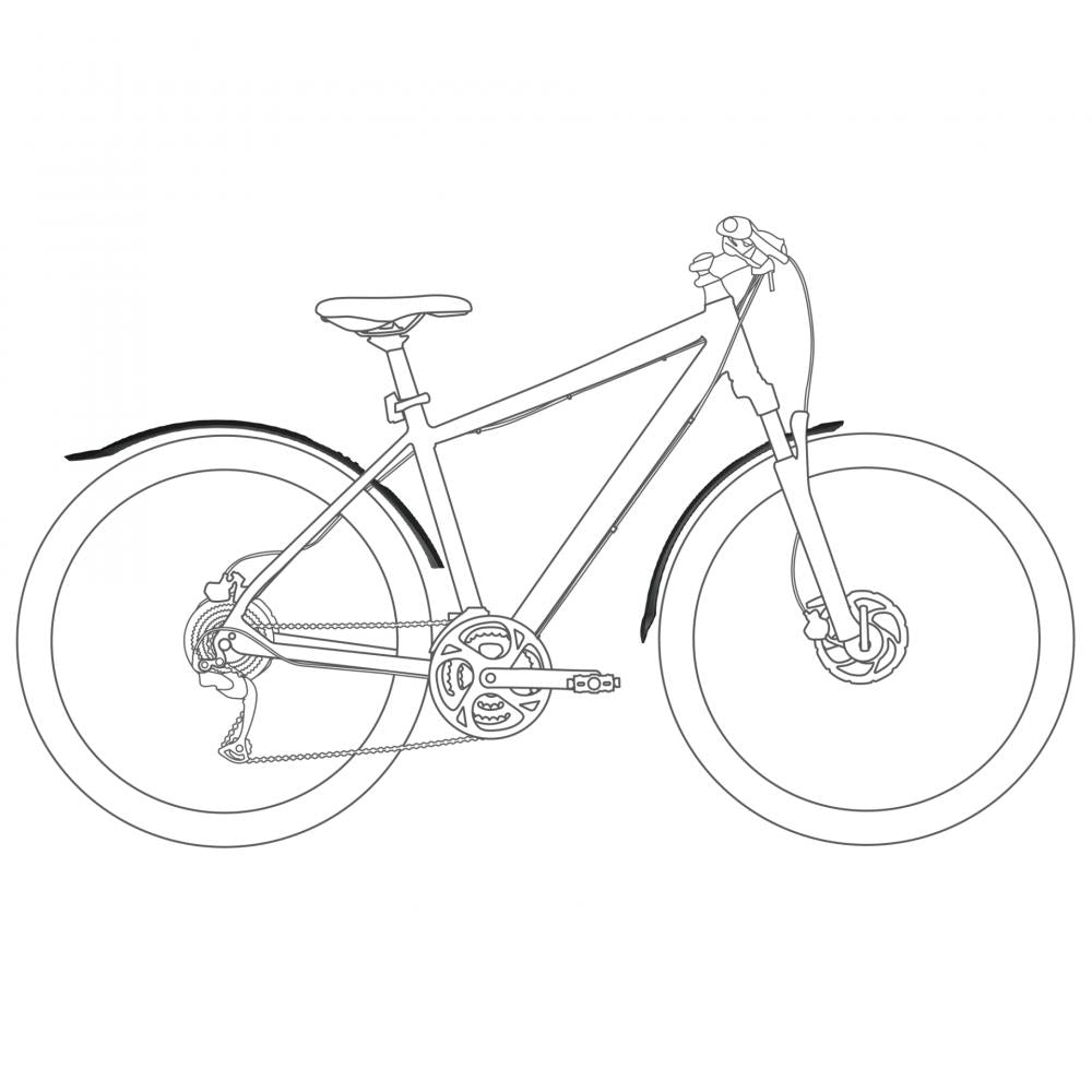 Fahrrad mit schwarzem HEBIE Trekking Steckblechset Taipan 28 Zoll für City und Trekking.