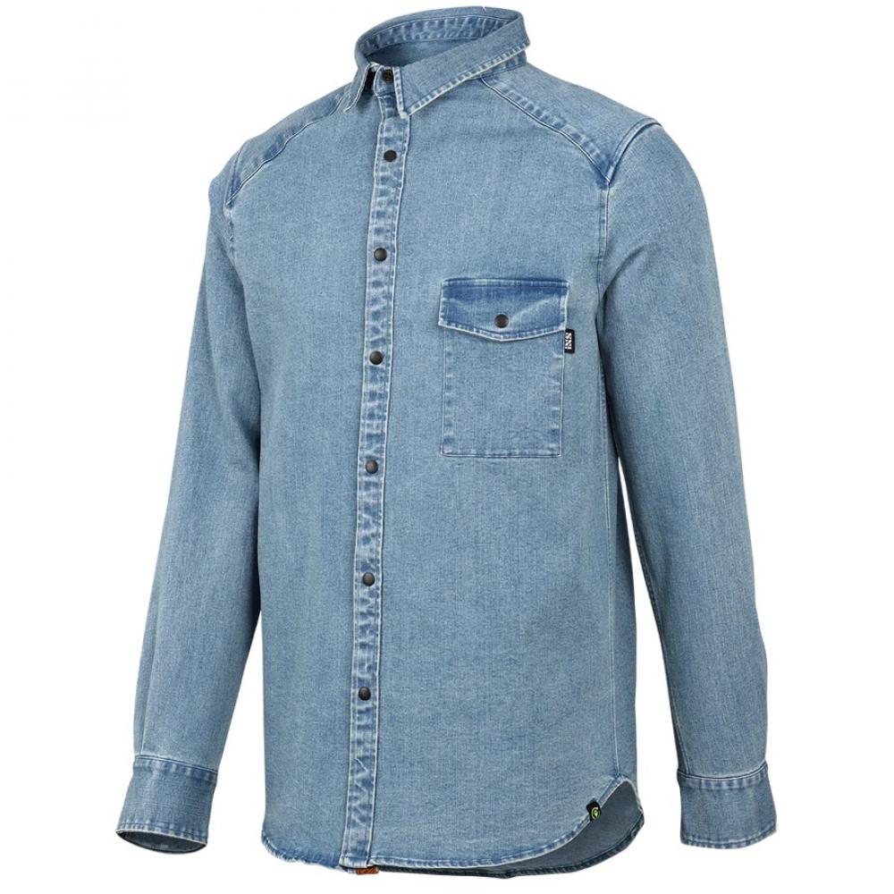 IXS Sports Division iXS Carve Digger Organic Denim Shirt XL Washed Blue - stylisches Bike- und Freizeit-Hemd