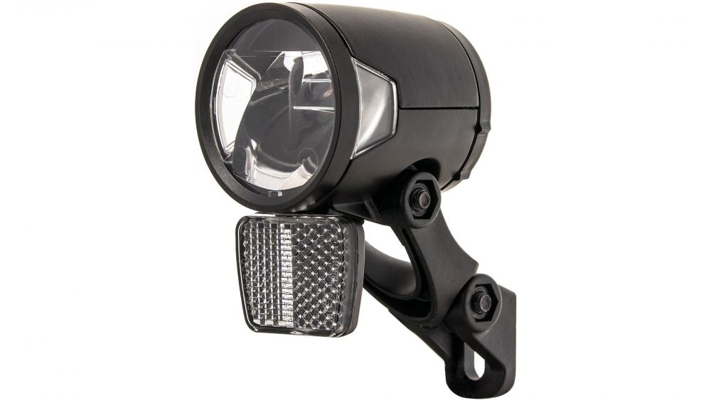 Herrmans H-Black MR8 schwarzer LED-Dynamo-Scheinwerfer 180 Lumen mit Reflektor.