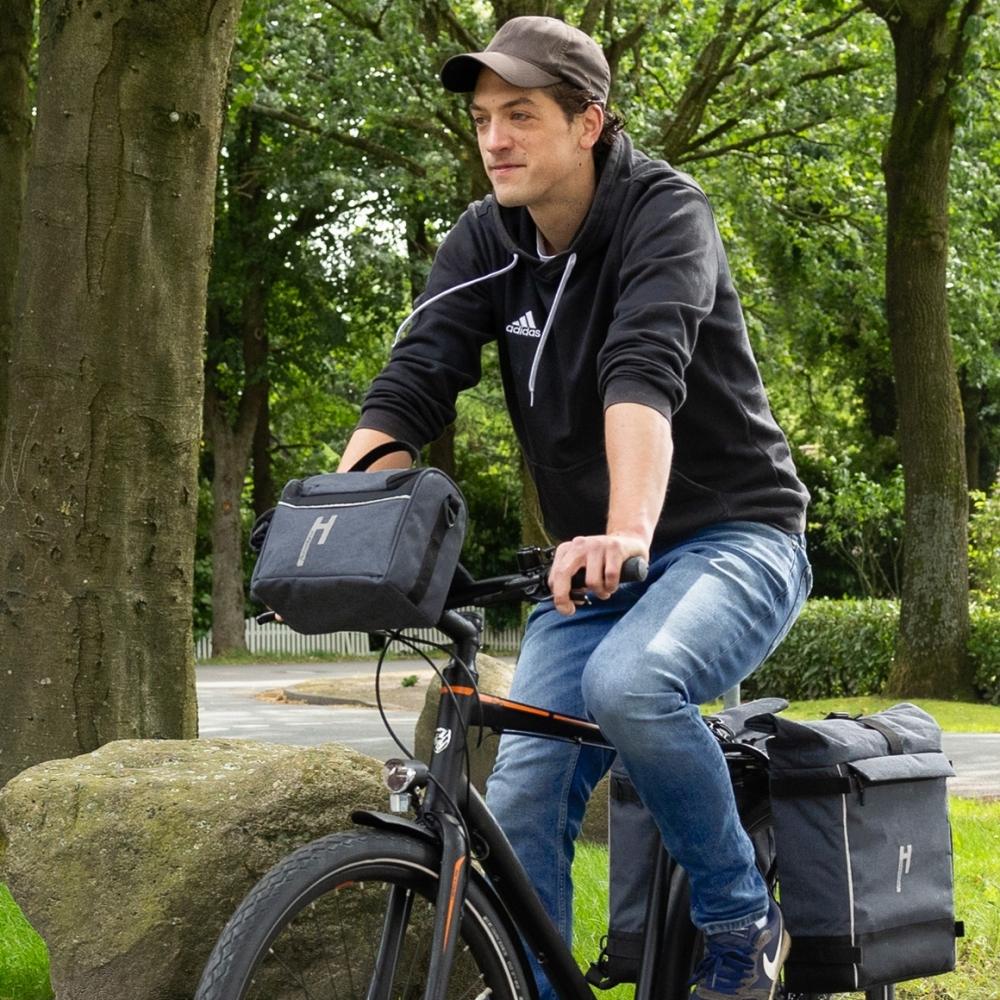 Haberland Lenkertasche 5l Siebensachen anthrazit - praktische Lenkertasche für Alltag und Tour