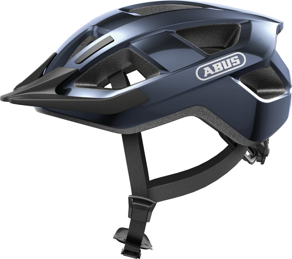 Abus Fahrradhelm Aduro 3.0 L=58-62cm midnight blue, dunkelblauer Fahrradhelm mit Visier, Belüftung und ABUS Logo.