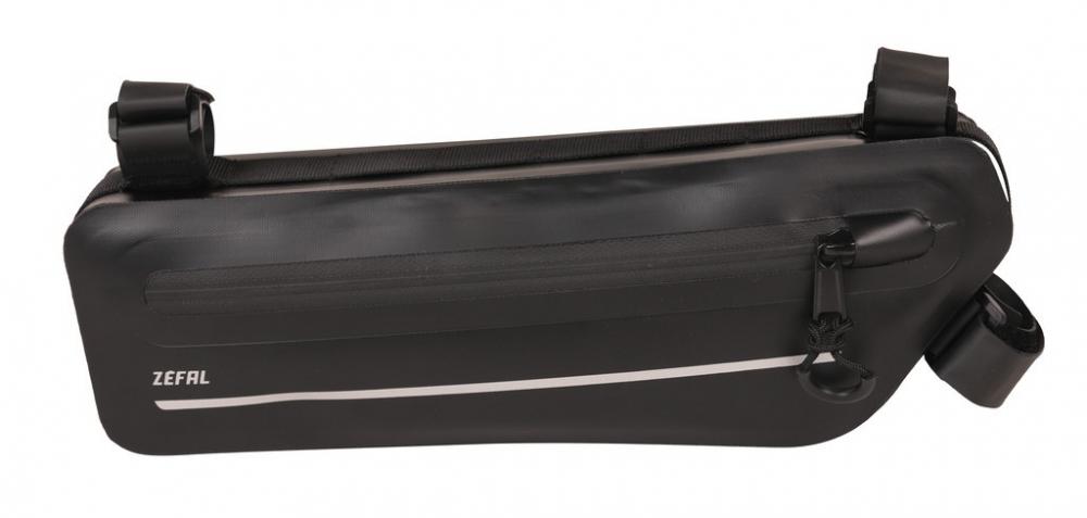 Schwarze Zéfal Z Adventure C2 Rahmentasche, wasserdicht, mit Reißverschluss und Befestigungsgurten.