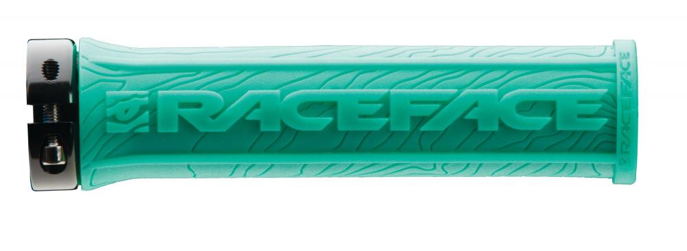 Türkiser Race Face Half Nelson Single Clamp Lock-On Griff mit 29mm Durchmesser, für maximalen Grip bei Minimalgewicht.