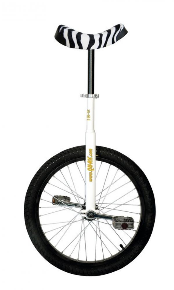 QU-AX Einrad Luxus 20" weiß Alufelge, Reifen schwarz, Zebra-Sattel