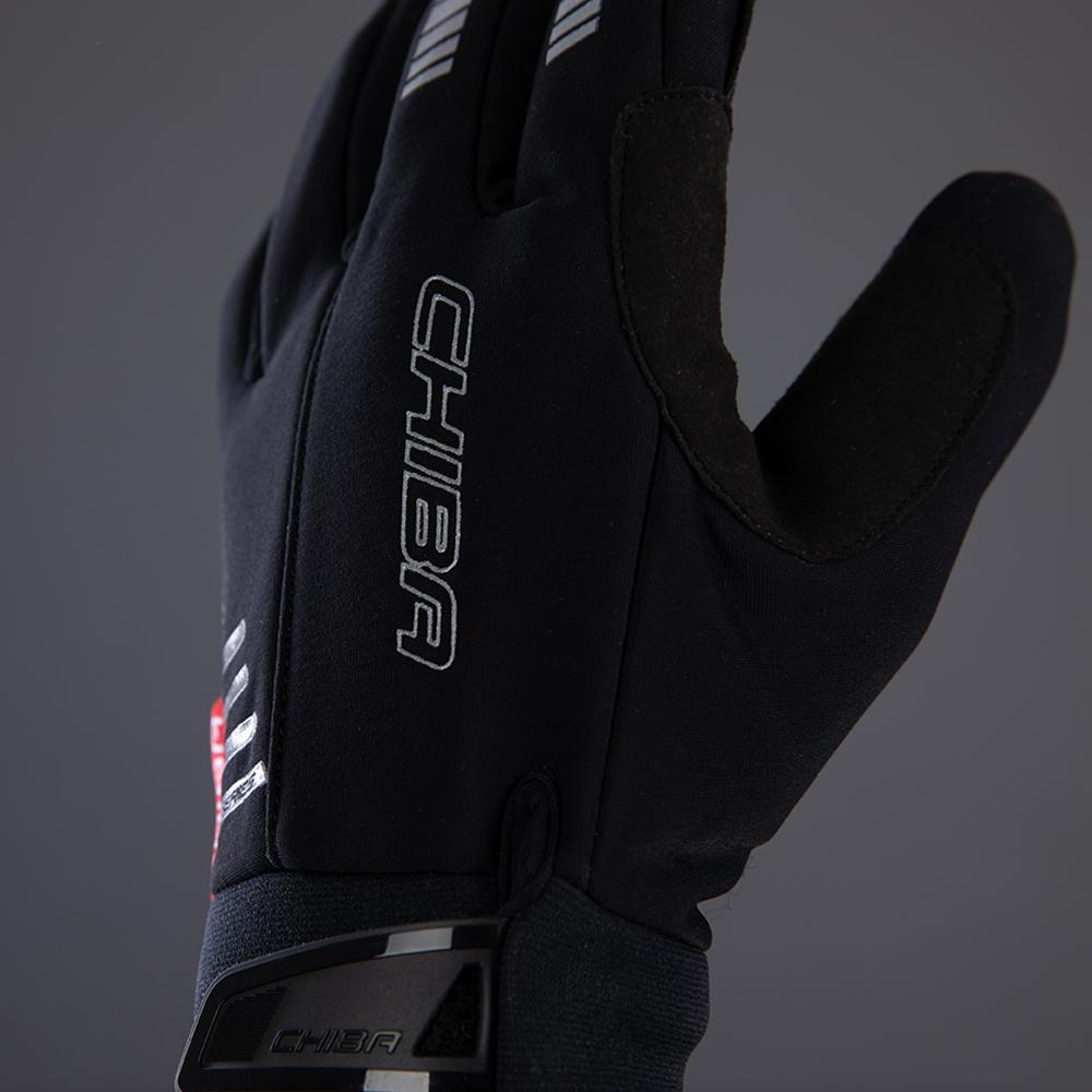 CHIBA Competition Plus - Winter-Radhandschuhe, winddicht, atmungsaktiv, Touchfinger, Gr. 7, schwarz