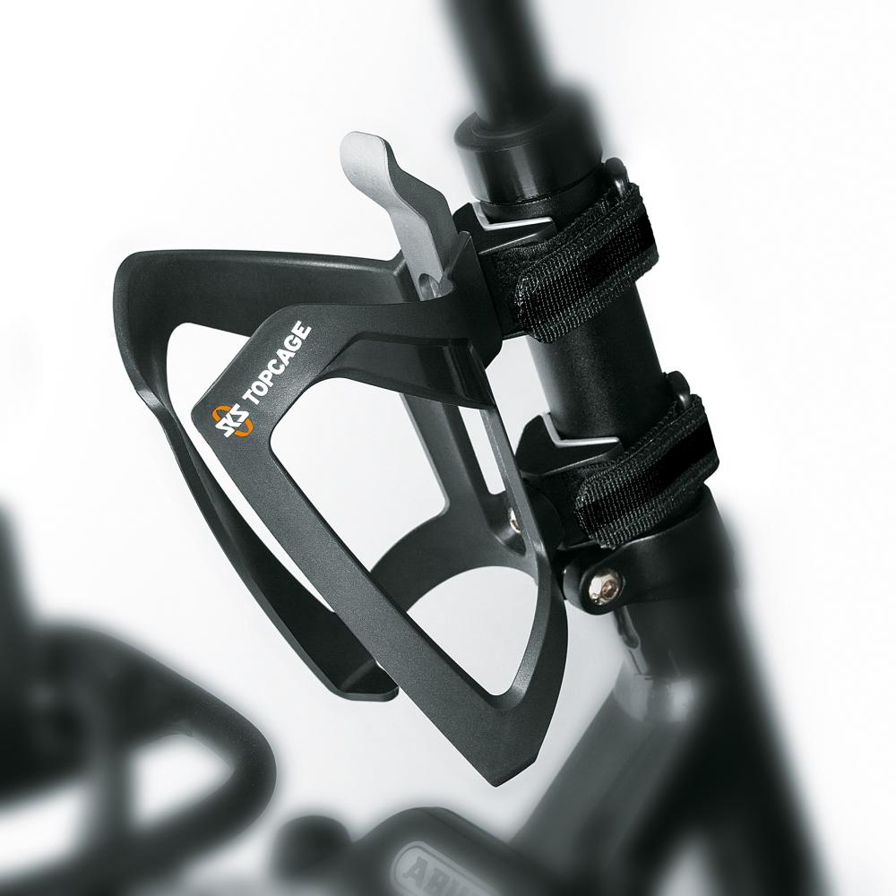 SKS Anywhere Adapter für Flaschenhalter, flexibles Befestigungssystem mit gummierten Klettverschluss-Gurten, passend für Rohre bis 80 mm Durchmesser, ideal für Fahrräder ohne Bohrungen, Farbe: Schwarz