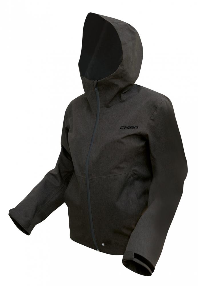 CHIBA Rainjacket Herren - wasserdicht, winddicht, atmungsaktiv, reflektierend, schwarz, Größe S