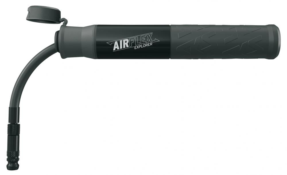 SKS Minipumpe Airflex Explorer 205 mm schwarz Flexibler Schlauch für SV/AV-Ventile, max. 5 bar, leicht mit 132 g, ideal für MTB-Reifen unterwegs