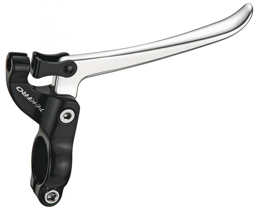Silberner Tektro FL 750 3-Finger Bremshebel aus Aluminium für Cantilever/Caliper-Bremsen, passend für 22,2mm Lenker.