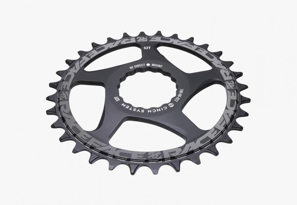 Race Face Cinch Direct Mount Kettenblatt 32T schwarz matt für präzisen Antrieb und optimale Kraftübertragung.