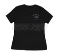 Schwarzes Crankbrothers 25th Anniversary Damen T-Shirt mit hellgrauem Logo.
