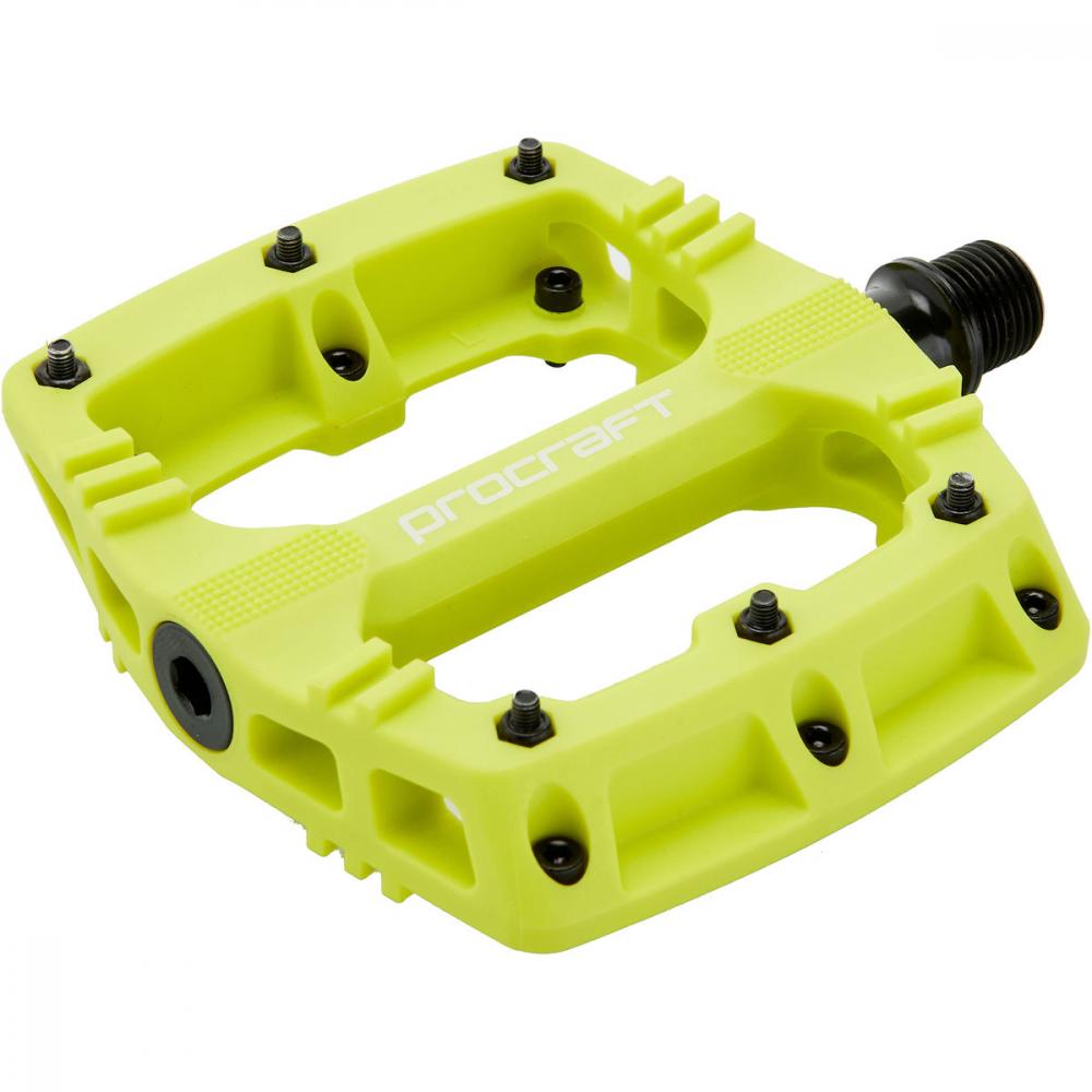 Procraft Pedale Small Grip Essential Kunststoff 102 x 100 mm Lime - kompakte Flatpedals mit Top-Grip