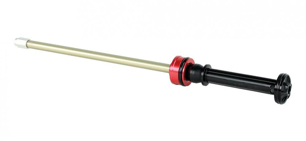 RockShox Luftfeder Upgrade Kit für Boxxer C1+ Federgabel, goldene Stange mit roten und schwarzen Bauteilen.