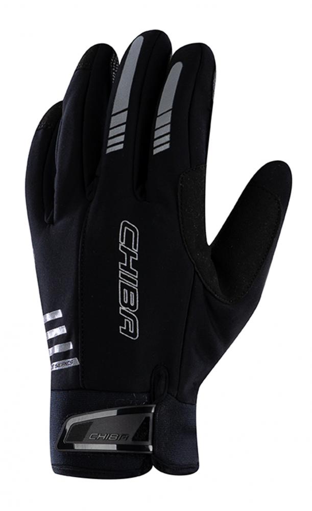CHIBA Competition Plus - Winter-Radhandschuhe, winddicht, atmungsaktiv, Touchfinger, Gr. 7, schwarz