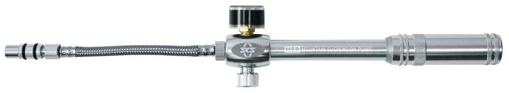 SKS MSP Dämpferpumpe, 20 bar, Aluminium, abschraubbarer Stahlflexschlauch, integriertes Druckablassdrehrad, 2-Stufen-Verschraubung, inkl. Tasche