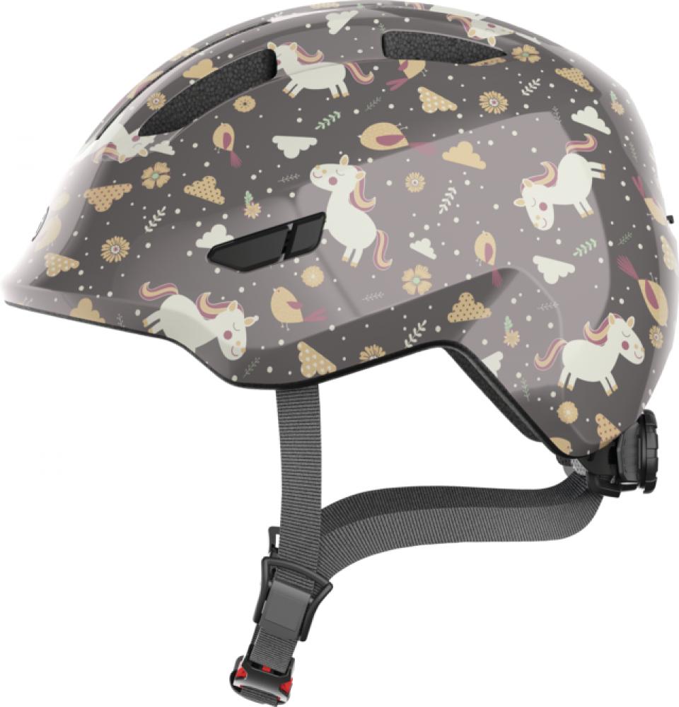 ABUS Smiley 3.0 Kinderhelm grey horse, Größe M 50-55 cm, In-Mold, höhenverstellbar, Belüftung, Reflektoren, ideal für kleine Pferdefans, sicher & bequem
